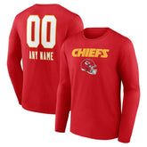 Kansas City Chiefs Personalized Name & Number Team Wordmark Long Sleeve T-Shirt Red - NFL