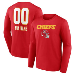 Kansas City Chiefs Personalized Name & Number Team Wordmark Long Sleeve T-Shirt Red - NFL
