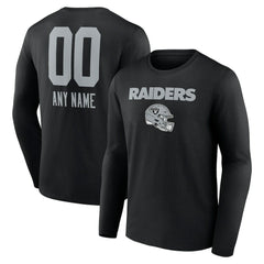 Las Vegas Raiders Personalized Name & Number Team Wordmark Long Sleeve T-Shirt Black - NFL