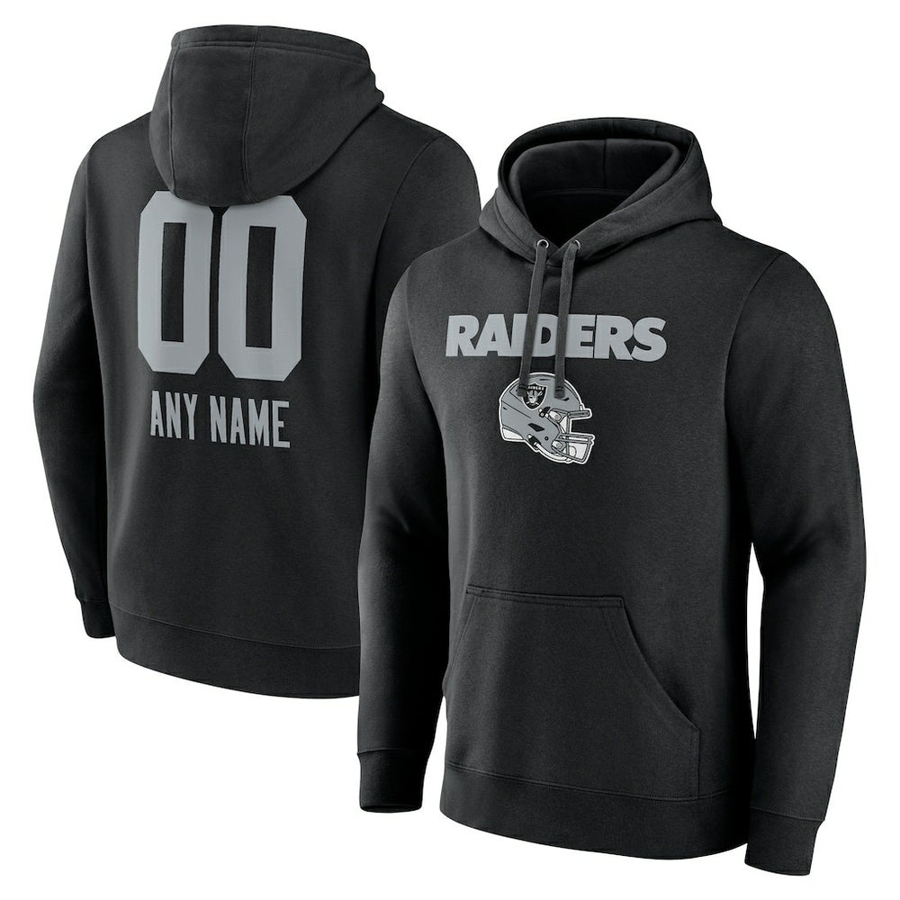 Las Vegas Raiders Personalized Name & Number Team Wordmark Pullover Hoodie Black - NFL