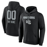 Las Vegas Raiders Personalized Name & Number Team Wordmark Pullover Hoodie Black - NFL