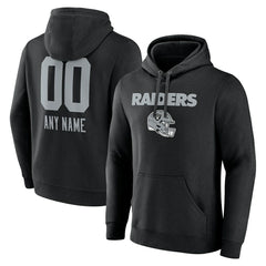Las Vegas Raiders Personalized Name & Number Team Wordmark Pullover Hoodie Black - NFL