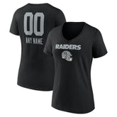 Las Vegas Raiders Women's Personalized Name & Number Team Wordmark V-Neck T-Shirt Black - NFL