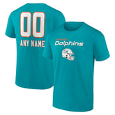 Miami Dolphins Personalized Name & Number Team Wordmark T-Shirt Aqua - NFL