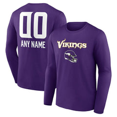 Minnesota Vikings Personalized Name & Number Team Wordmark Long Sleeve T-Shirt Purple - NFL