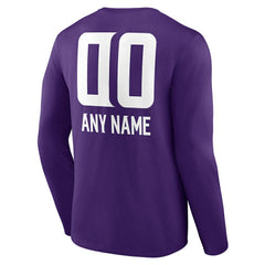 Minnesota Vikings Personalized Name & Number Team Wordmark Long Sleeve T-Shirt Purple - NFL