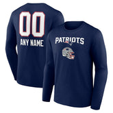 New England Patriots Personalized Name & Number Team Wordmark Long Sleeve T-Shirt Navy - NFL