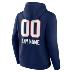 New England Patriots Personalized Name & Number Team Wordmark Pullover Hoodie Navy - NFL