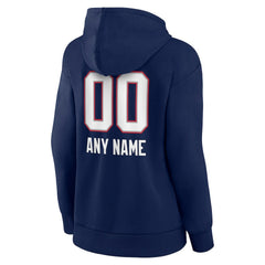 New England Patriots Women's Personalized Name & Number Team Wordmark Pullover Hoodie Navy - NFL