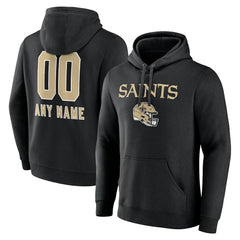 New Orleans Saints Personalized Name & Number Team Wordmark Pullover Hoodie Black - NFL