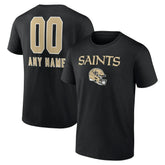 New Orleans Saints Personalized Name & Number Team Wordmark T-Shirt Black - NFL
