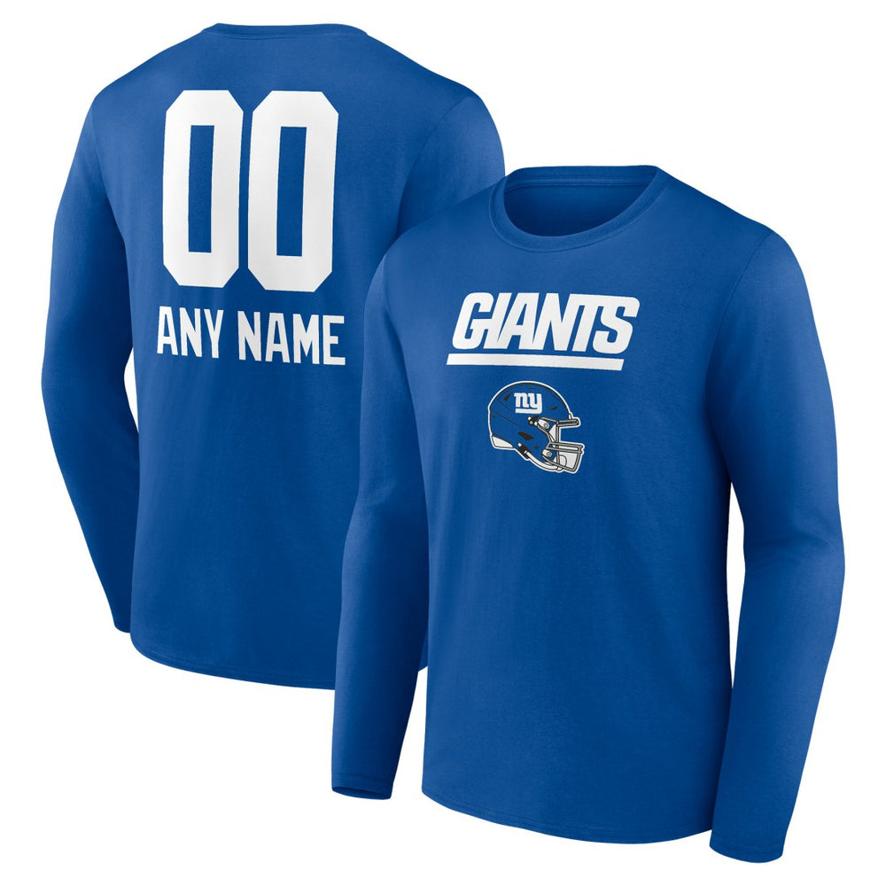 New York Giants Personalized Name & Number Team Wordmark Long Sleeve T-Shirt Royal - NFL