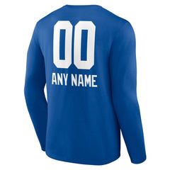 New York Giants Personalized Name & Number Team Wordmark Long Sleeve T-Shirt Royal - NFL