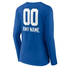 New York Giants Women's Personalized Name & Number Team Wordmark Long Sleeve V-Neck T-Shirt Royal - NFL
