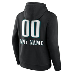Philadelphia Eagles Personalized Name & Number Team Wordmark Pullover Hoodie Black - NFL