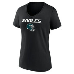Philadelphia Eagles Women's Personalized Name & Number Team Wordmark V-Neck T-Shirt Black - NFL