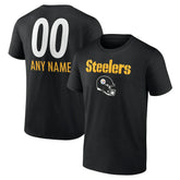 Pittsburgh Steelers Personalized Name & Number Team Wordmark T-Shirt Black - NFL