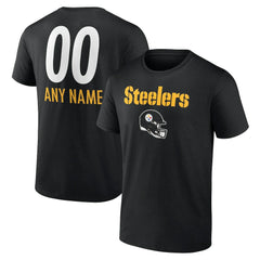 Pittsburgh Steelers Personalized Name & Number Team Wordmark T-Shirt Black - NFL