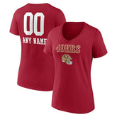 San Francisco 49ers Women's Personalized Name & Number Team Wordmark V-Neck T-Shirt Scarlet - NFL