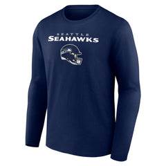 Seattle Seahawks Personalized Name & Number Team Wordmark Long Sleeve T-Shirt College Navy - NFL