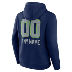 Seattle Seahawks Personalized Name & Number Team Wordmark Pullover Hoodie College Navy - NFL