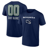 Seattle Seahawks Personalized Name & Number Team Wordmark T-Shirt College Navy - NFL