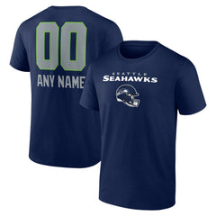 Seattle Seahawks Personalized Name & Number Team Wordmark T-Shirt College Navy - NFL