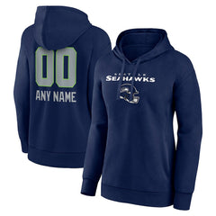 Seattle Seahawks Women's Personalized Name & Number Team Wordmark Pullover Hoodie College Navy - NFL