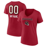 Tampa Bay Buccaneers Women's Personalized Name & Number Team Wordmark V-Neck T-Shirt Red - NFL