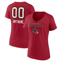 Tampa Bay Buccaneers Women's Personalized Name & Number Team Wordmark V-Neck T-Shirt Red - NFL