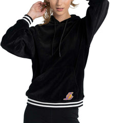NBA - Los Angeles Lakers Lusso Women's Nellie Oversized Velour Pullover Hoodie - Black