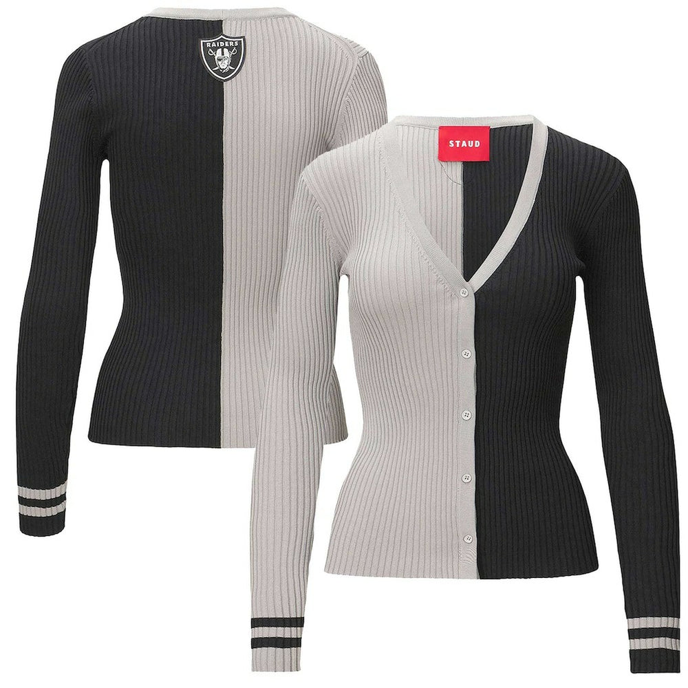 Las Vegas Raiders STAUD Women's Cargo Sweater Silver/Black - NFL