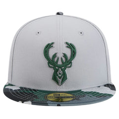 New Era - Milwaukee Bucks Active Color Camo Visor 59FIFTY Fitted Hat - Gray