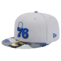 New Era - Philadelphia 76ers Active Color Camo Visor 59FIFTY Fitted Hat - Gray