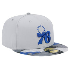 New Era - Philadelphia 76ers Active Color Camo Visor 59FIFTY Fitted Hat - Gray