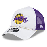 New Era - Los Angeles Lakers Court Sport Foam A-Frame 9FORTY Adjustable Trucker Hat - White/Purple