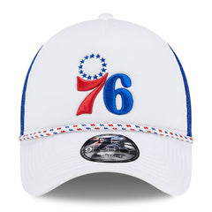 New Era - Philadelphia 76ers Court Sport Foam A-Frame 9FORTY Adjustable Trucker Hat - White/Royal