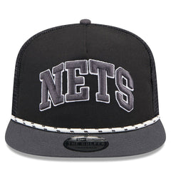 New Era - Brooklyn Nets Throwback Team Arch Golfer Snapback Hat - Black/Charcoal