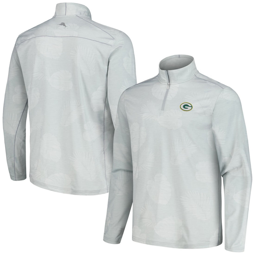 Green Bay Packers Delray Frond IslandZone Half-Zip Sweatshirt Gray - Tommy Bahama