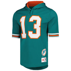Dan Marino Miami Dolphins Retired Player Name & Number Mesh Hoodie T-Shirt Aqua - Mitchell & Ness