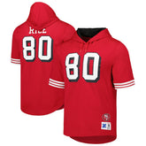 Jerry Rice San Francisco 49ers Retired Player Name & Number Mesh Hoodie T-Shirt Scarlet - Mitchell & Ness