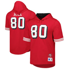 Jerry Rice San Francisco 49ers Retired Player Name & Number Mesh Hoodie T-Shirt Scarlet - Mitchell & Ness
