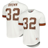 Jim Brown Cleveland Browns Retired Player Name & Number Mesh Top White - Mitchell & Ness