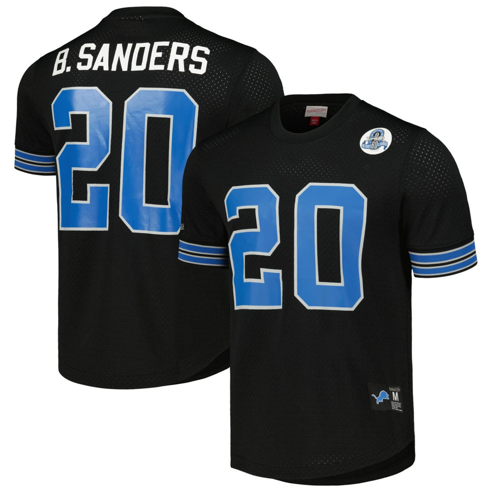 Barry Sanders Detroit Lions Retired Player Name & Number Mesh Top Black - Mitchell & Ness