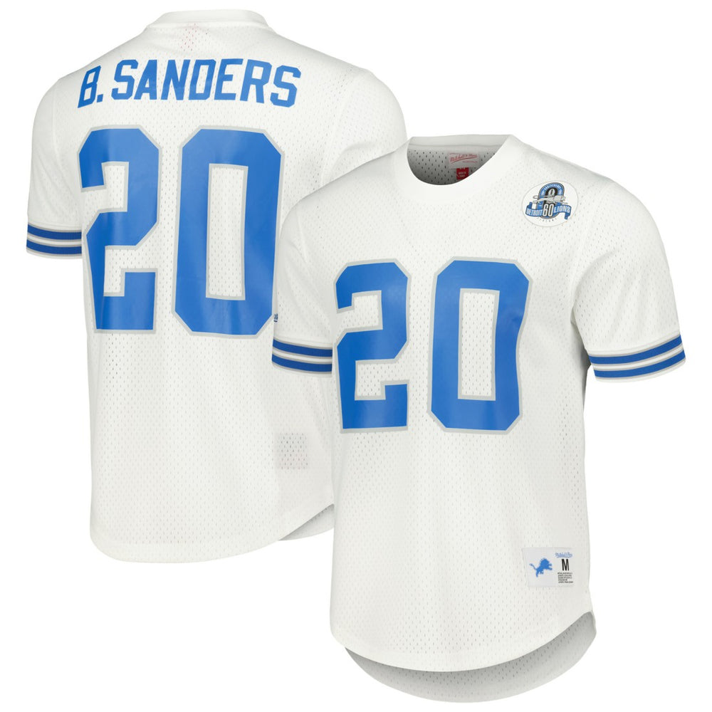 Barry Sanders Detroit Lions Retired Player Name & Number Mesh Top White - Mitchell & Ness