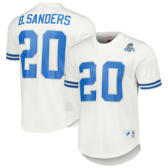 Barry Sanders Detroit Lions Retired Player Name & Number Mesh Top White - Mitchell & Ness