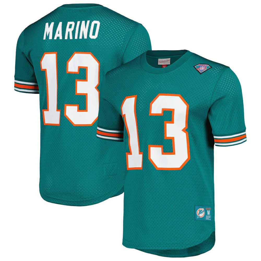Dan Marino Miami Dolphins Retired Player Name & Number Mesh Top Aqua - Mitchell & Ness