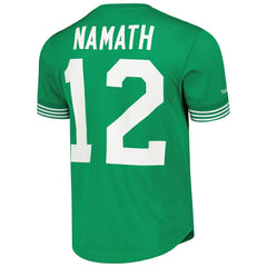 Joe Namath New York Jets Retired Player Name & Number Mesh Top Kelly Green - Mitchell & Ness