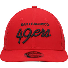 San Francisco 49ers New Era Black Excellence Collection Wordmark Trucker Low Profile 9FIFTY Snapback Hat Scarlet - NFL