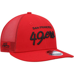 San Francisco 49ers New Era Black Excellence Collection Wordmark Trucker Low Profile 9FIFTY Snapback Hat Scarlet - NFL
